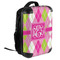 Pink & Green Argyle 18" Hard Shell Backpacks - ANGLED VIEW