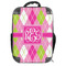 Pink & Green Argyle 18" Hard Shell Backpacks - FRONT