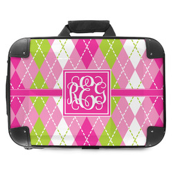 Pink & Green Argyle Hard Shell Briefcase - 18" (Personalized)