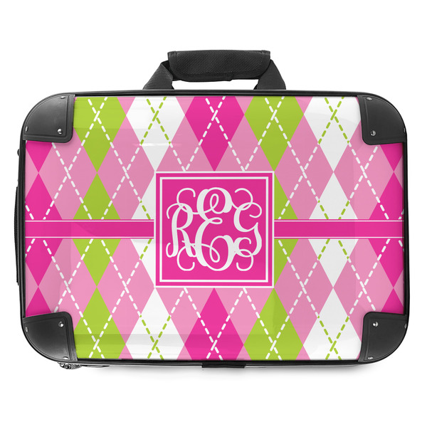 Custom Pink & Green Argyle Hard Shell Briefcase - 18" (Personalized)