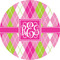 Pink & Green Argyle Multipurpose Round Labels - 2" (Personalized)