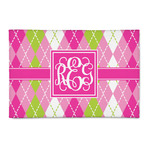 Pink & Green Argyle Patio Rug (Personalized)