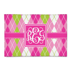 Pink & Green Argyle Patio Rug (Personalized)