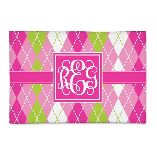 Custom Pink & Green Argyle 2' x 3' Patio Rug (Personalized)