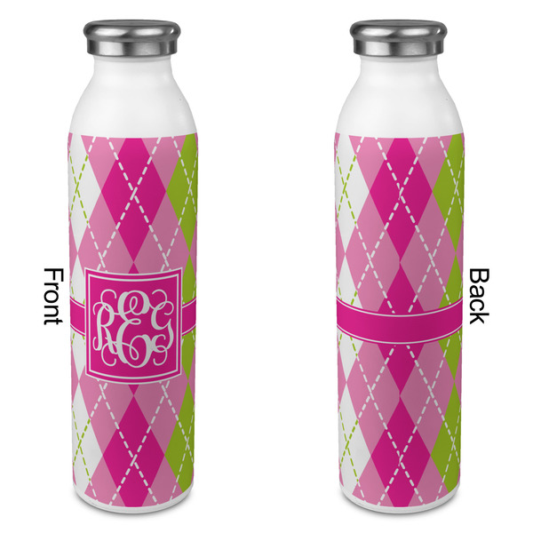 Pink & Green Argyle 20oz Water Bottles - Full Print - Approval