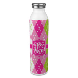 Pink & Green Argyle 20oz Stainless Steel Water Bottle - Full Print (Personalized)