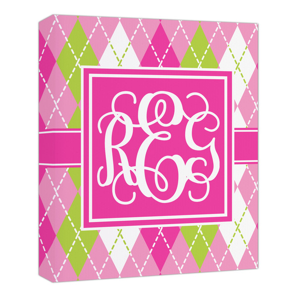 Custom Pink & Green Argyle Canvas Print - 20x24 (Personalized)