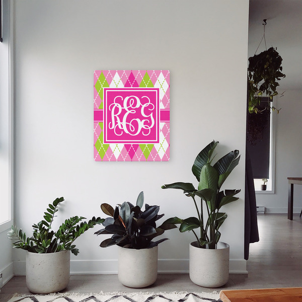 Pink & Green Argyle 20x24 - Canvas Print - In Context