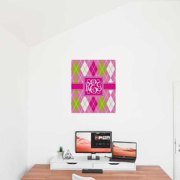 Pink & Green Argyle 20x24 - Matte Poster - On the Wall