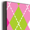 Pink & Green Argyle 20x24 Wood Print - Closeup