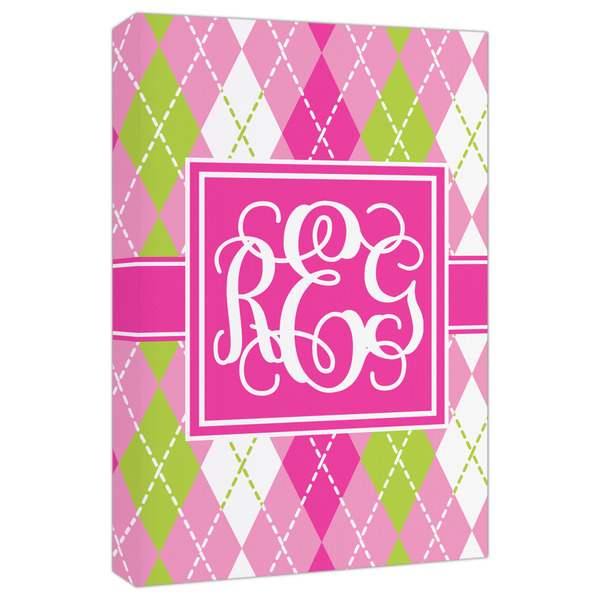 Custom Pink & Green Argyle Canvas Print - 20x30 (Personalized)