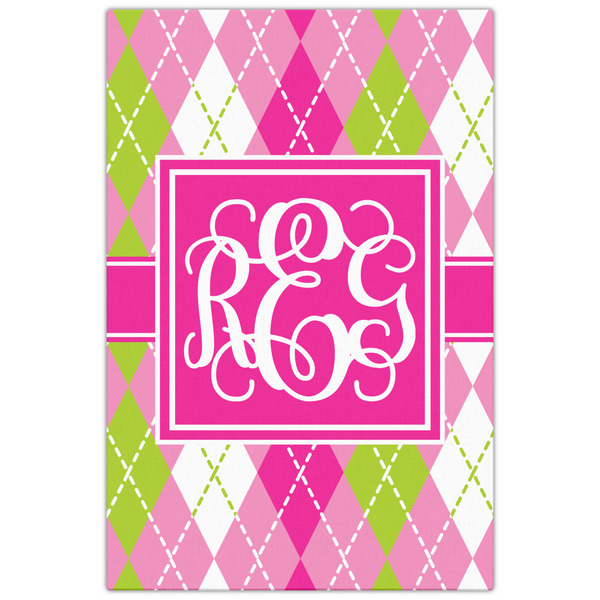 Pink & Green Argyle 20x30 - Canvas Print - Front View