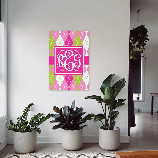 Pink & Green Argyle 20x30 - Canvas Print - In Context