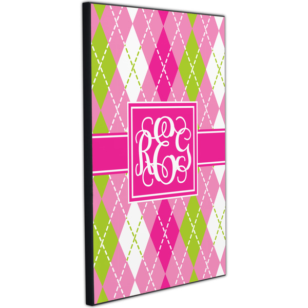 Pink & Green Argyle 20x30 Wood Print - Angle View