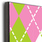 Pink & Green Argyle 20x30 Wood Print - Closeup