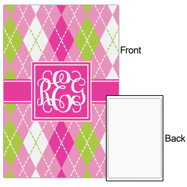 Pink & Green Argyle 24x36 - Matte Poster - Front & Back