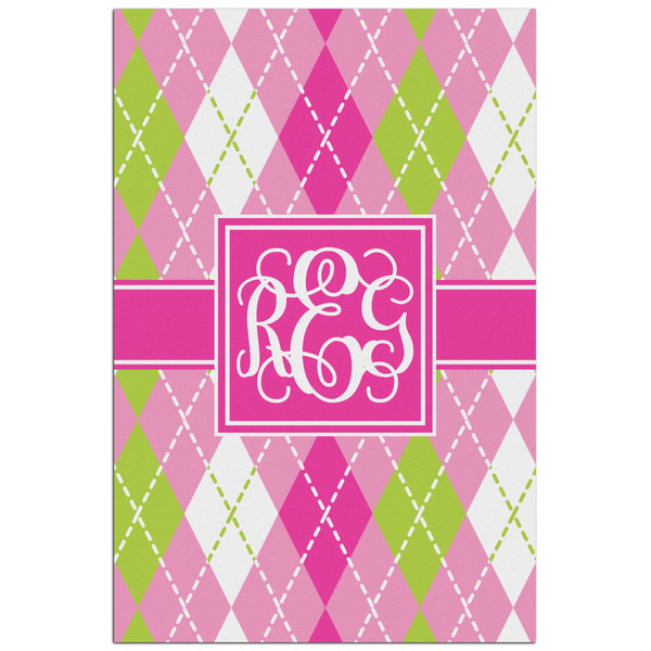 Custom Pink & Green Argyle Poster - Matte - 24x36 (Personalized)