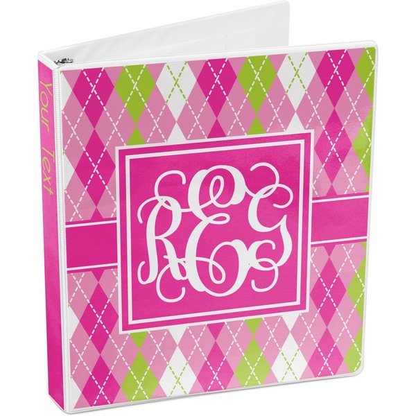 Pink & Green Argyle 3-Ring Binder 3/4 - Main