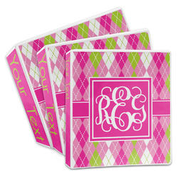 Pink & Green Argyle 3-Ring Binder (Personalized)