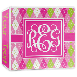 Pink & Green Argyle 3-Ring Binder - 3 inch (Personalized)