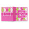 Pink & Green Argyle 3 Ring Binders - Full Wrap - 1" - OPEN OUTSIDE