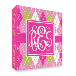 Pink & Green Argyle 3 Ring Binder - Full Wrap (Personalized)