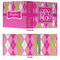 Pink & Green Argyle 3 Ring Binders - Full Wrap - 3" - APPROVAL