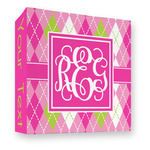 Pink & Green Argyle 3 Ring Binder - Full Wrap - 3" (Personalized)