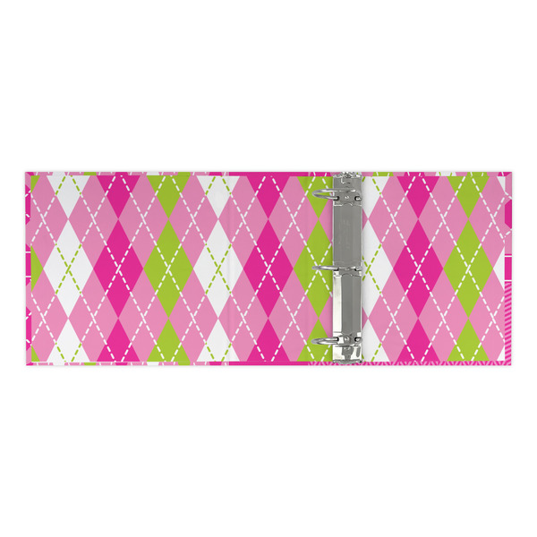 Pink & Green Argyle 3 Ring Binders - Full Wrap - 3" - OPEN INSIDE