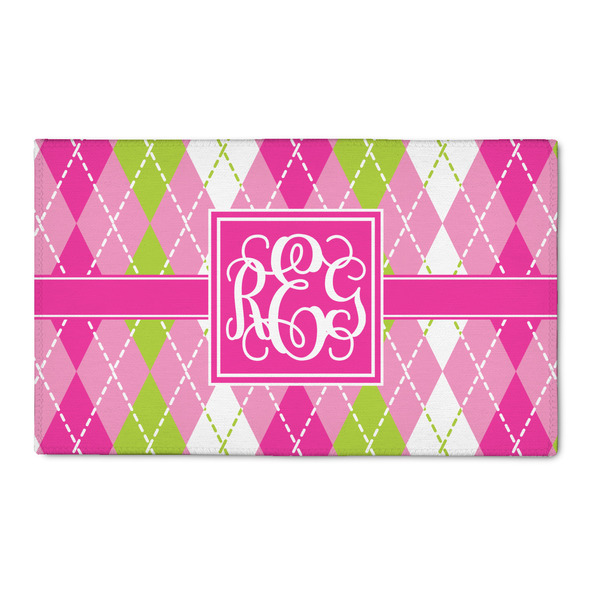 Custom Pink & Green Argyle 3' x 5' Indoor Area Rug (Personalized)