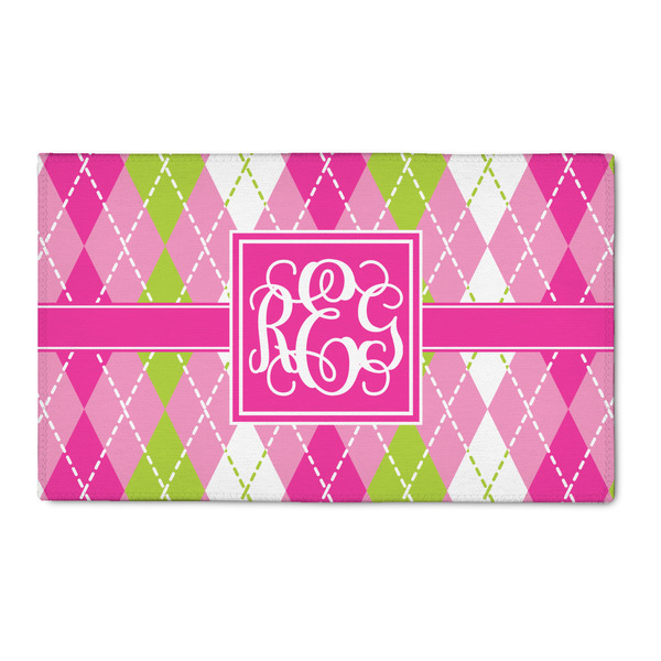 Custom Pink & Green Argyle 3' x 5' Patio Rug (Personalized)
