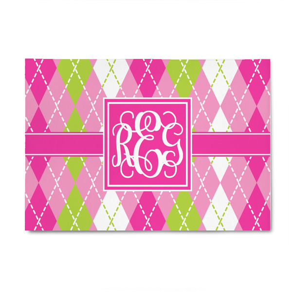 Custom Pink & Green Argyle 4' x 6' Indoor Area Rug (Personalized)