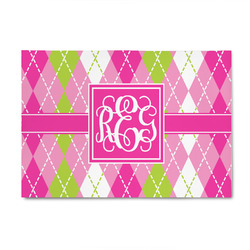 Pink & Green Argyle 4' x 6' Patio Rug (Personalized)