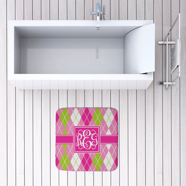 Pink & Green Argyle 48x48 Foam Memory Mat - LIFESTYLE