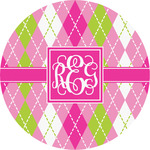 Pink & Green Argyle Multipurpose Round Labels - 5" (Personalized)