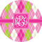 Pink & Green Argyle Multipurpose Round Labels - 5" (Personalized)