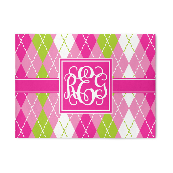 Custom Pink & Green Argyle 5' x 7' Patio Rug (Personalized)