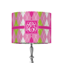 Pink & Green Argyle 8" Drum Lamp Shade - Fabric (Personalized)