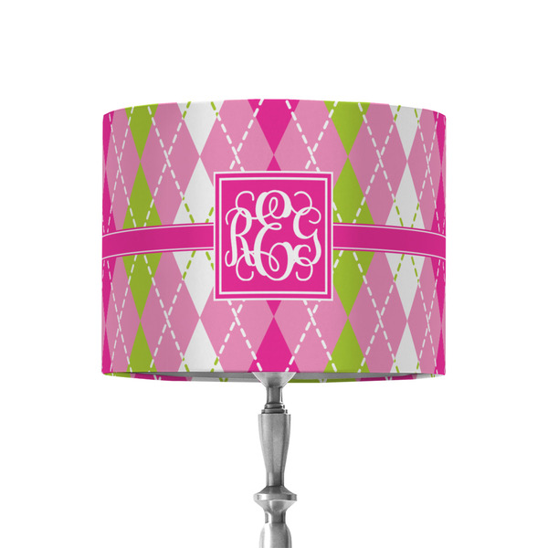 Custom Pink & Green Argyle 8" Drum Lamp Shade - Fabric (Personalized)