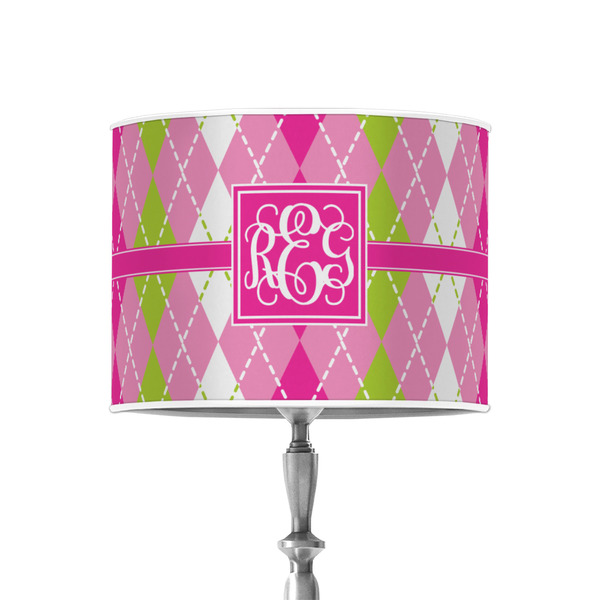Custom Pink & Green Argyle 8" Drum Lamp Shade - Poly-film (Personalized)