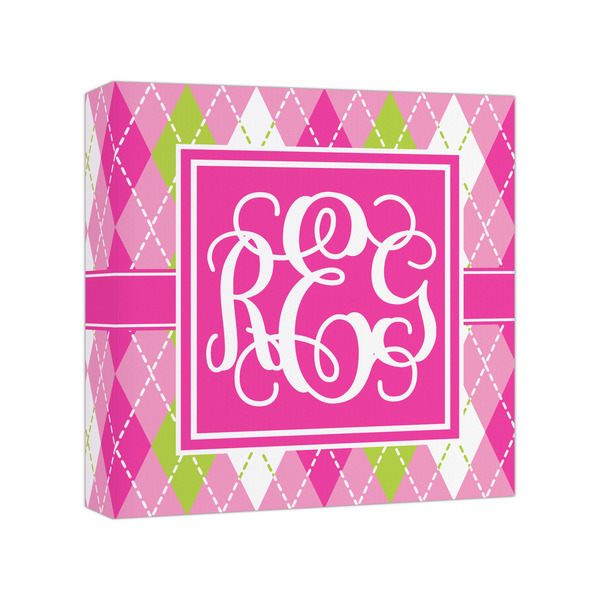 Custom Pink & Green Argyle Canvas Print - 8x8 (Personalized)