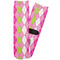 Pink & Green Argyle Adult Crew Socks - Single Pair - Front and Back