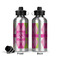 Pink & Green Argyle Aluminum Water Bottle - Front and Back