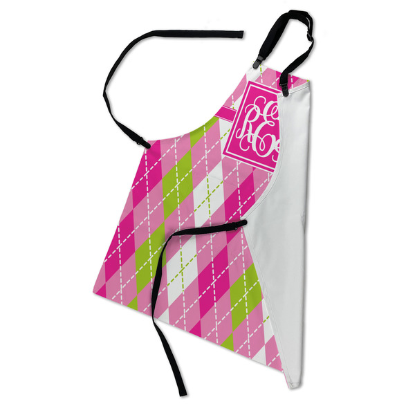 Pink & Green Argyle Apron - Folded