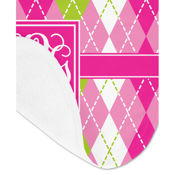 Pink & Green Argyle Baby Bib - AFT detail