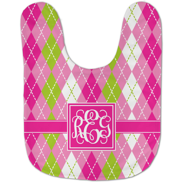 Pink & Green Argyle Baby Bib - AFT flat
