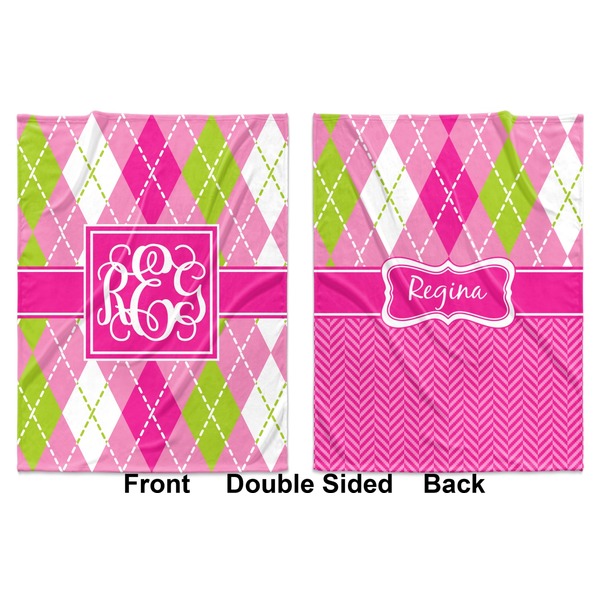 Pink & Green Argyle Baby Blanket (Double Sided - Printed Front and Back)