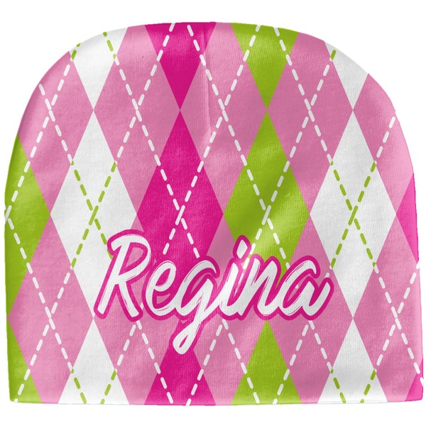 Custom Pink & Green Argyle Baby Hat (Beanie) (Personalized)