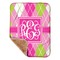 Pink & Green Argyle Sherpa Baby Blanket - 30" x 40" w/ Monograms