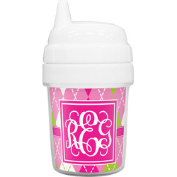 Pink & Green Argyle Baby Sippy Cup (Personalized)